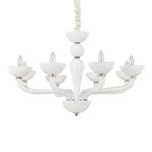CASANOVA SP | Indoor Glass Chandelier Ceiling Light Fitting, White & Grey & Clear Design, 8 & 16 Lights