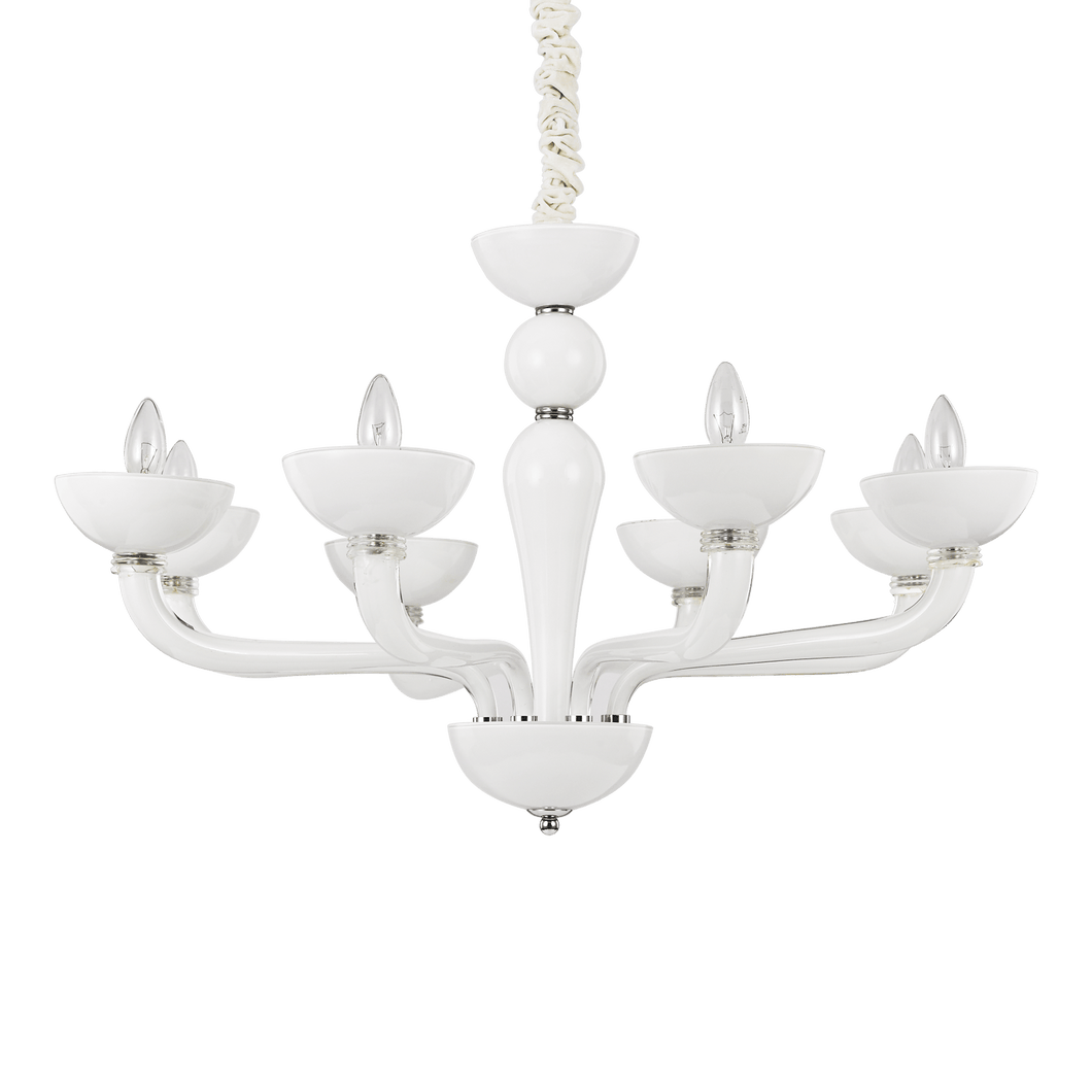 CASANOVA SP | Indoor Glass Chandelier Ceiling Light Fitting, White & Grey & Clear Design, 8 & 16 Lights