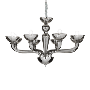 CASANOVA SP | Indoor Glass Chandelier Ceiling Light Fitting, White & Grey & Clear Design, 8 & 16 Lights