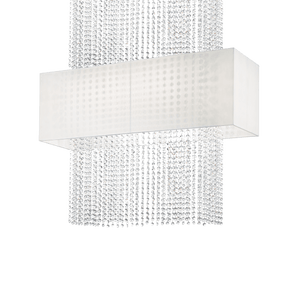 PHOENIX SP5 | Flush Black & White Crystal Raindrop Chandelier Ceiling Light Fitting, Rectangular Design, 5 Lights