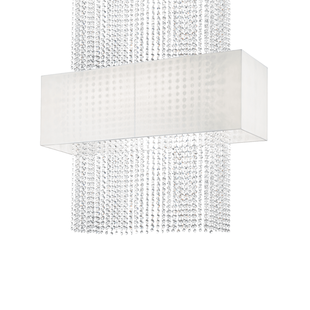 PHOENIX SP5 | Flush Black & White Crystal Raindrop Chandelier Ceiling Light Fitting, Rectangular Design, 5 Lights