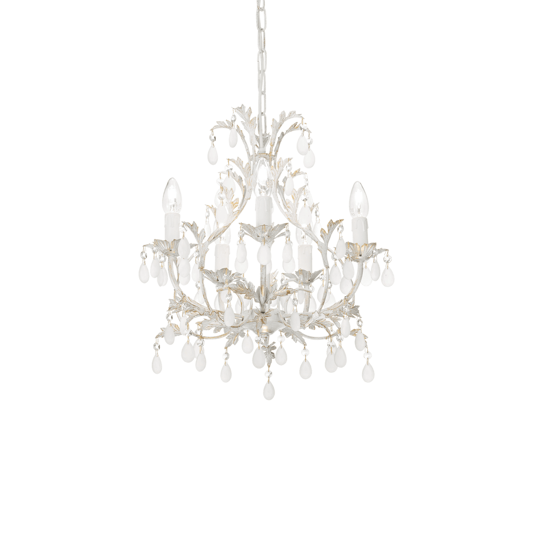 FARMHOUSE SP Range | Indoor Candle Chandeliers Antique White Ceiling Fitting 5 & 8 Lights.