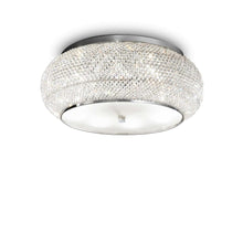 Load image into Gallery viewer, PASHA' SP &amp; PL | Flush &amp; Hanging Drum Crystal Pendant Ceiling Light Fitting, Chrome &amp; Gold Design,  6 &amp; 10 &amp; 14 Lights