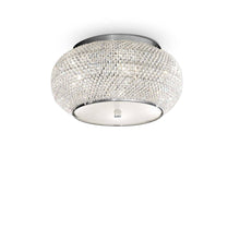 Load image into Gallery viewer, PASHA' SP &amp; PL | Flush &amp; Hanging Drum Crystal Pendant Ceiling Light Fitting, Chrome &amp; Gold Design,  6 &amp; 10 &amp; 14 Lights