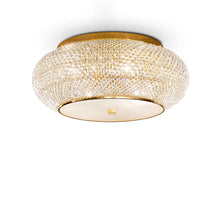 Load image into Gallery viewer, PASHA' SP &amp; PL | Flush &amp; Hanging Drum Crystal Pendant Ceiling Light Fitting, Chrome &amp; Gold Design,  6 &amp; 10 &amp; 14 Lights