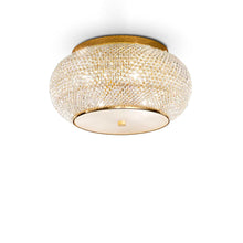 Load image into Gallery viewer, PASHA' SP &amp; PL | Flush &amp; Hanging Drum Crystal Pendant Ceiling Light Fitting, Chrome &amp; Gold Design,  6 &amp; 10 &amp; 14 Lights