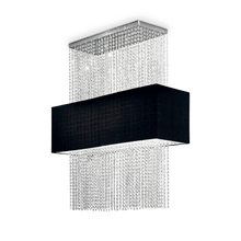 Load image into Gallery viewer, PHOENIX SP5 | Flush Black &amp; White Crystal Raindrop Chandelier Ceiling Light Fitting, Rectangular Design, 5 Lights