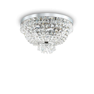 CAESAR  | Flush Gold & Brass Crystal Chandelier Light, 5 & 6 Lights