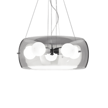 Load image into Gallery viewer, AUDI-10 SP5 | Smokey Grey &amp; Clear Glass Drum Ceiling Light Fitting, 5 Lights