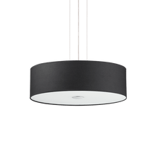 Load image into Gallery viewer, WOODY SP &amp; PL | Flush &amp; Hanging Shaded Drum Pendant Ceiling Light Fitting, Black &amp; White &amp; Wood Design, 4 &amp; 5 Lights
