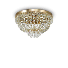 Load image into Gallery viewer, CAESAR  | Flush Gold &amp; Brass Crystal Chandelier Light, 5 &amp; 6 Lights