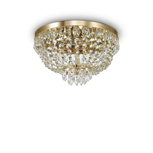 CAESAR  | Flush Gold & Brass Crystal Chandelier Light, 5 & 6 Lights