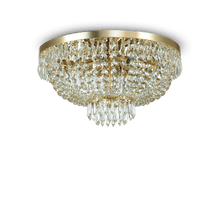 Load image into Gallery viewer, CAESAR  | Flush Gold &amp; Brass Crystal Chandelier Light, 5 &amp; 6 Lights