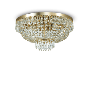 CAESAR  | Flush Gold & Brass Crystal Chandelier Light, 5 & 6 Lights