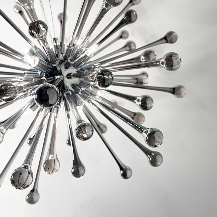 PAULINE | Smokey Grey Glass Sputnik Chandelier Ceiling Light Fitting, 5 & 8 lights