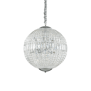 LUXOR SP | Indoor Crystal Globe Ceiling Pendant Chrome Light Fitting, 6 & 8 & 12 Lights