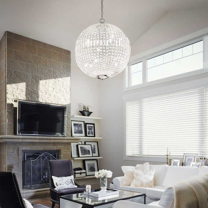 LUXOR SP | Indoor Crystal Globe Ceiling Pendant Chrome Light Fitting, 6 & 8 & 12 Lights