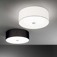 Load image into Gallery viewer, WOODY SP &amp; PL | Flush &amp; Hanging Shaded Drum Pendant Ceiling Light Fitting, Black &amp; White &amp; Wood Design, 4 &amp; 5 Lights