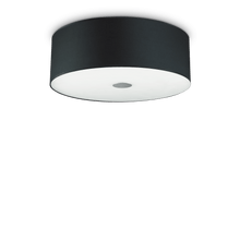 Load image into Gallery viewer, WOODY SP &amp; PL | Flush &amp; Hanging Shaded Drum Pendant Ceiling Light Fitting, Black &amp; White &amp; Wood Design, 4 &amp; 5 Lights
