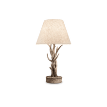 Load image into Gallery viewer, CHALET TL1 | Deer Antler Table Light Farmhouse Style with Fabric lamp Shade 1 Light