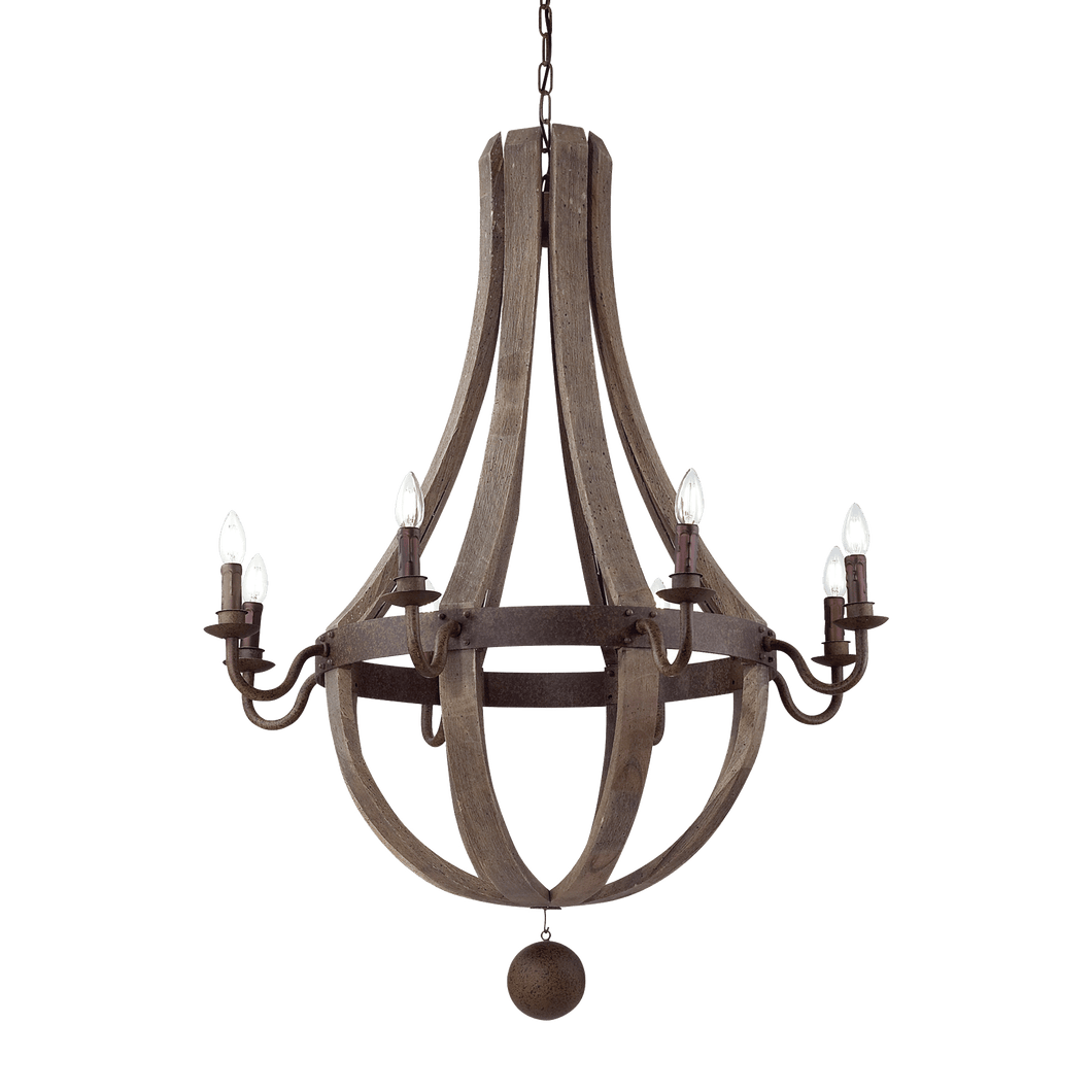 MILLENNIUM SP8 & SP5 | Wooden - Farmhouse Candle Chandeliers - 5 & 8 Lights