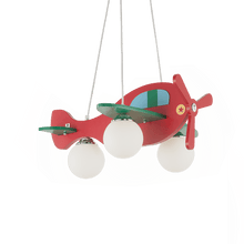 Load image into Gallery viewer, AVION-1 SP3 | Indoor Blue  &amp; Red Kid's Bedroom Aircraft Design Ceiling Light Fitting, 3 Lights