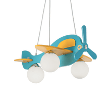 Load image into Gallery viewer, AVION-1 SP3 | Indoor Blue  &amp; Red Kid's Bedroom Aircraft Design Ceiling Light Fitting, 3 Lights