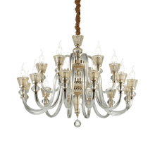 Load image into Gallery viewer, STRAUSS SP18 | Luxurious Glass &amp; Crystal Candle Chandelier Ceiling Light, Velvet Hanger Chain Cover, 6 &amp; 12 &amp; 18 Lights