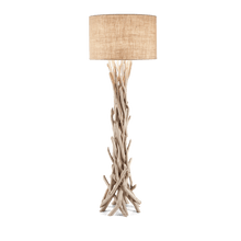 Load image into Gallery viewer, DRIFTWOOD Range PT1 | Natural Wood Floor Lamp with Canvas Fabric Shade, Driftwood Style, 1 Light, E27 Bulb