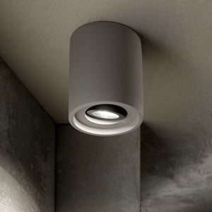 OAK SP & PL | Flush & Hanging Indoor Square & Round Ceiling Pendant Light, White & Concrete Design, 1 Light