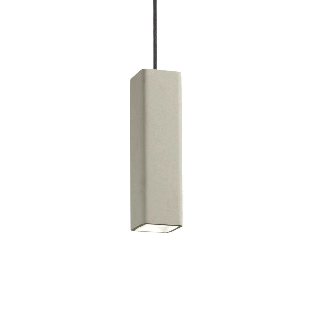 OAK SP & PL | Flush & Hanging Indoor Square & Round Ceiling Pendant Light, White & Concrete Design, 1 Light