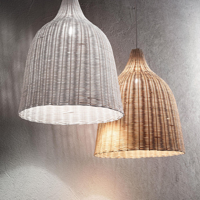 HAUNT SP1 | White & Wooden Styled Bowl Pendant Ceiling Light Fitting, 1 Light