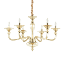 Load image into Gallery viewer, DANIELI SP | Gold &amp; Amber Glass Chandelier Ceiling Light Fitting, Velvet Hang Cover, 6 &amp; 8 &amp; 12 Lights