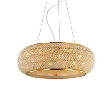 Load image into Gallery viewer, PASHA' SP &amp; PL | Flush &amp; Hanging Drum Crystal Pendant Ceiling Light Fitting, Chrome &amp; Gold Design,  6 &amp; 10 &amp; 14 Lights