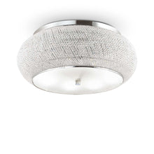 Load image into Gallery viewer, PASHA' SP &amp; PL | Flush &amp; Hanging Drum Crystal Pendant Ceiling Light Fitting, Chrome &amp; Gold Design,  6 &amp; 10 &amp; 14 Lights