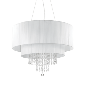 OPERA SP | White Indoor Crystal Shaded Tiered Chandelier Ceiling Light Fitting, 4 & 6 & 10 Lights