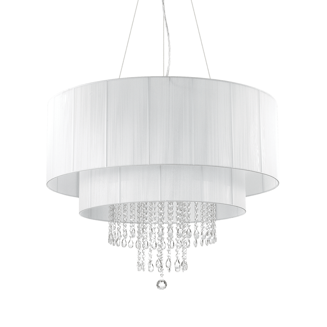 OPERA SP | White Indoor Crystal Shaded Tiered Chandelier Ceiling Light Fitting, 4 & 6 & 10 Lights