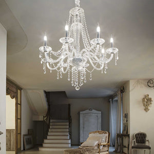 AMADEUS SP | Crystal Clear Candle Chandelier Living Room Ceiling Light Fitting, 6 & 8 Lights