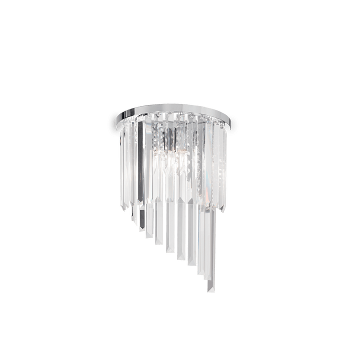 CARLTON AP3 | Indoor Chrome & Golden Flush Crystal Wall Light Fitting, 3 Lights