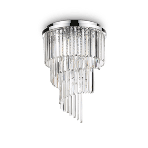 CARLTON PL | Chrome & Gold Flush Tiered Crystal Chandelier Ceiling Light Fitting, 8 & 12 Lights