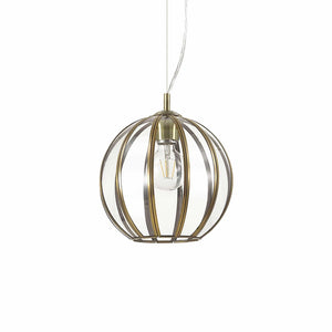 RONDO SP1 | Indoor Hanging Antique Brass Glass Globe Pendant, Ceiling Light Fitting, Big & Small Design, 1 Light