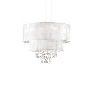 OPERA SP | White Indoor Crystal Shaded Tiered Chandelier Ceiling Light Fitting, 4 & 6 & 10 Lights