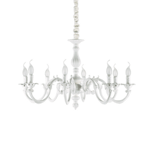 Load image into Gallery viewer, JUSTINE SP8 - SP6 | Candle Metal Framed Chandelier Lights - Matt White - 6 &amp; 8 Ceiling Lights