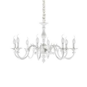 JUSTINE SP8 - SP6 | Candle Metal Framed Chandelier Lights - Matt White - 6 & 8 Ceiling Lights