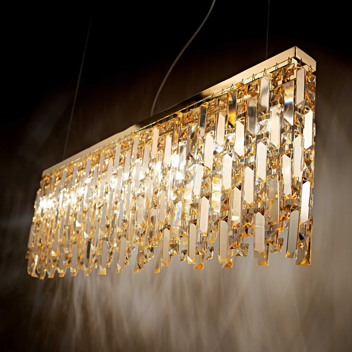 ELIXIR SP | Brass & Chrome Crystal Chandelier Kitchen Island Ceiling Light, 6 & 8 Lights