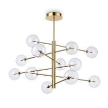Load image into Gallery viewer, EQUINOXE SP12 | Modern Brass &amp; Chrome Globe Pendant Chandelier Ceiling Light Fitting, 12 Lights