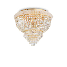 Load image into Gallery viewer, DUBAI PL | Luxurious Brass &amp; Chrome Framed Flush Crystal Beaded Chandelier Ceiling Light Fitting, 3 &amp; 6 &amp; 24 Lights