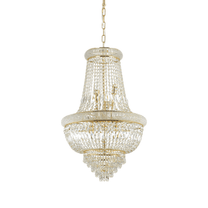 DUBAI SP | Luxurious Entryway Chrome &  Golden Frame Beaded Crystal Chandelier Ceiling Light Fitting, 10 & 24 Lights