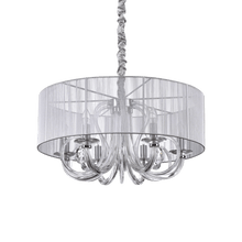 Load image into Gallery viewer, SWAN SP | Silver &amp; White Shaded Crystal Drum Chandelier Ceiling Light Fitting, 3 &amp; 6 Lights