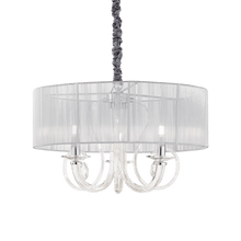 Load image into Gallery viewer, SWAN SP | Silver &amp; White Shaded Crystal Drum Chandelier Ceiling Light Fitting, 3 &amp; 6 Lights
